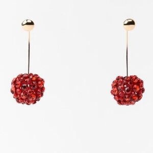 Crystal Drop Butterfly closure Cherry-shaped metal drop earrings Tonal shimmer